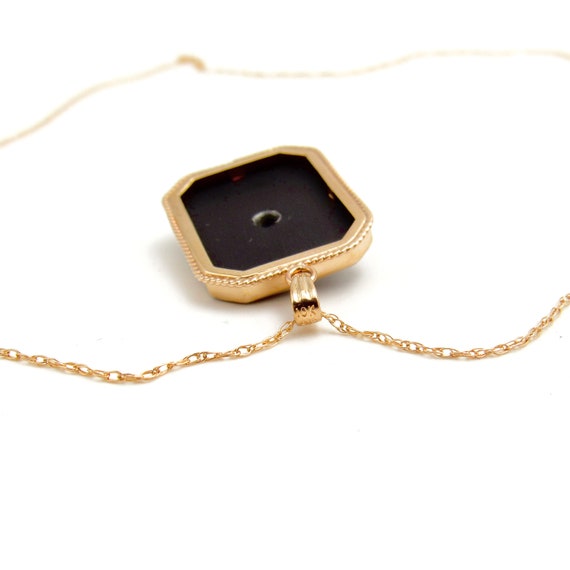 Art Deco 10K Gold Onyx & Seed Pearl Pendant | Ant… - image 7