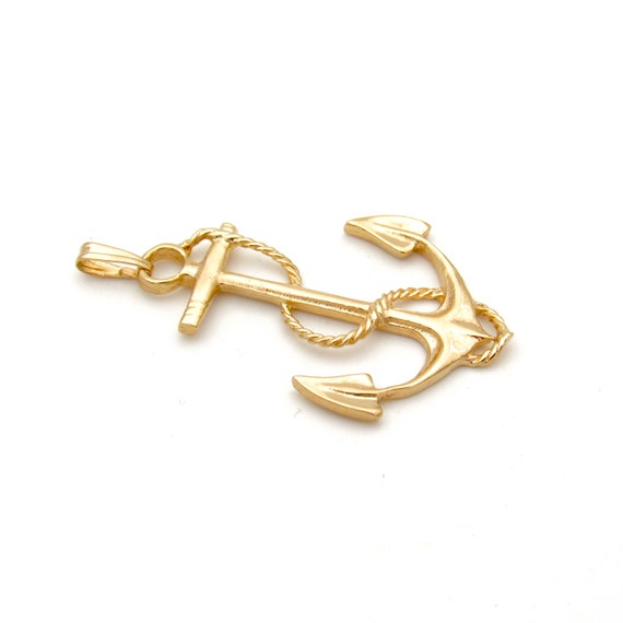 Vintage 14K Gold Anchor Pendant | Large Estate So… - image 3