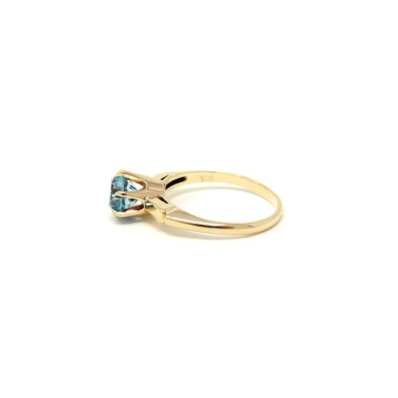 Art Deco 14K Gold Blue Zircon Ring | Antique Soli… - image 7