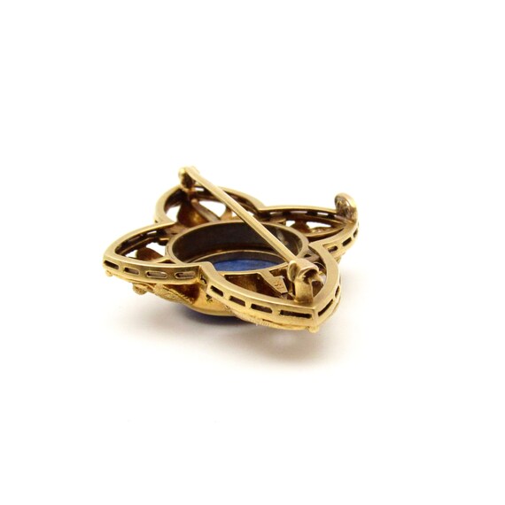 Vintage 14K Gold Lapis Lazuli Brooch | Mid-Centur… - image 7