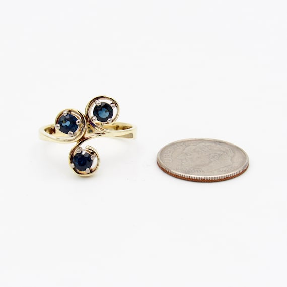 Vintage 14K Gold Sapphire Ring | Solid Gold Blue … - image 9