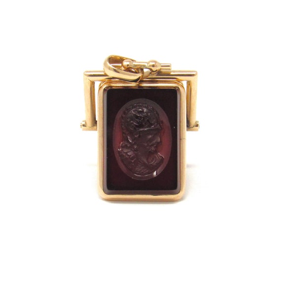 Victorian 10K Gold Bloodstone Sard Locket Fob | An