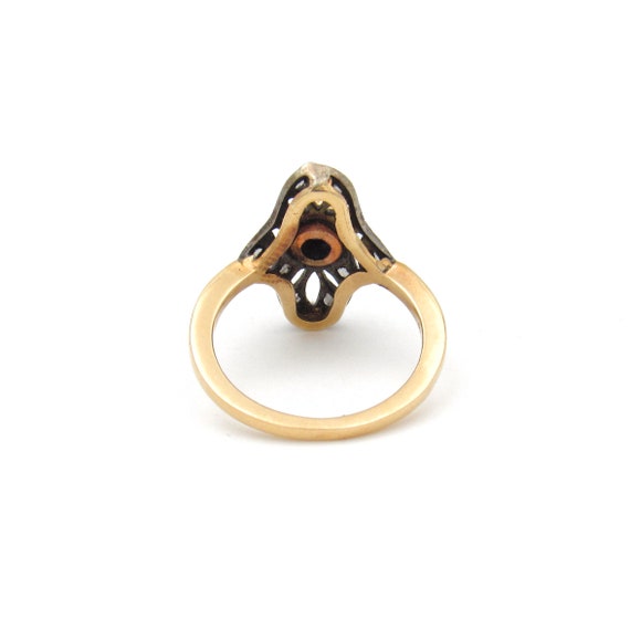 Vintage Gold Sapphire & Diamond Statement Ring | … - image 6