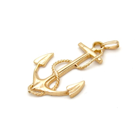 Vintage 14K Gold Anchor Pendant | Large Estate So… - image 2