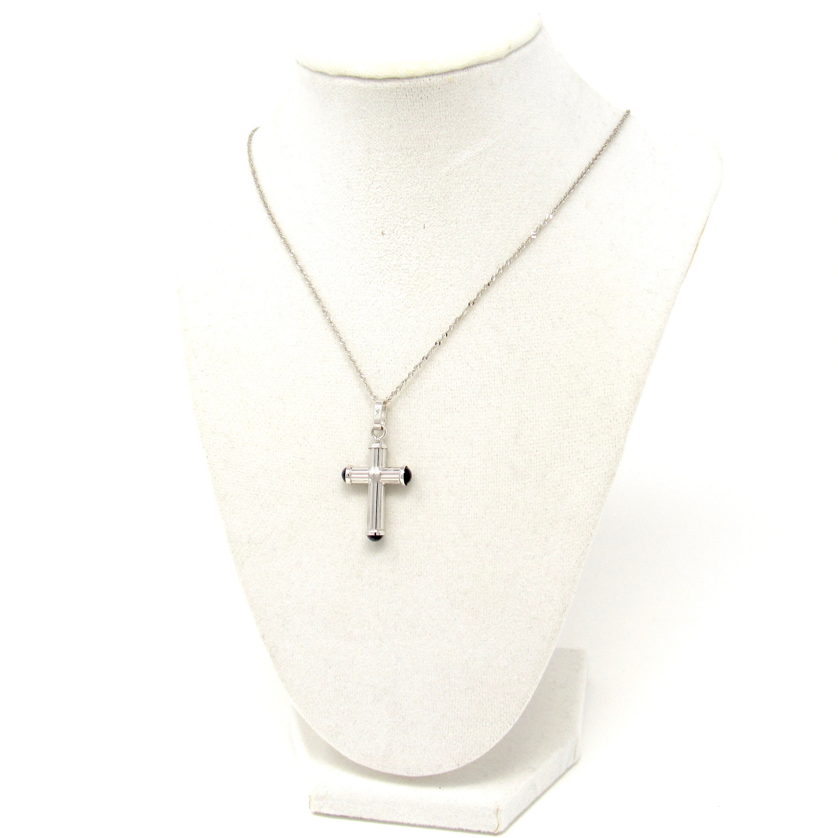 ヴィンテージ 14K ホワイトゴールド クロスペンダントネックレス