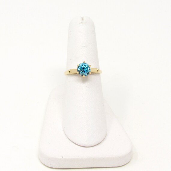 Art Deco 14K Gold Blue Zircon Ring | Antique Soli… - image 9