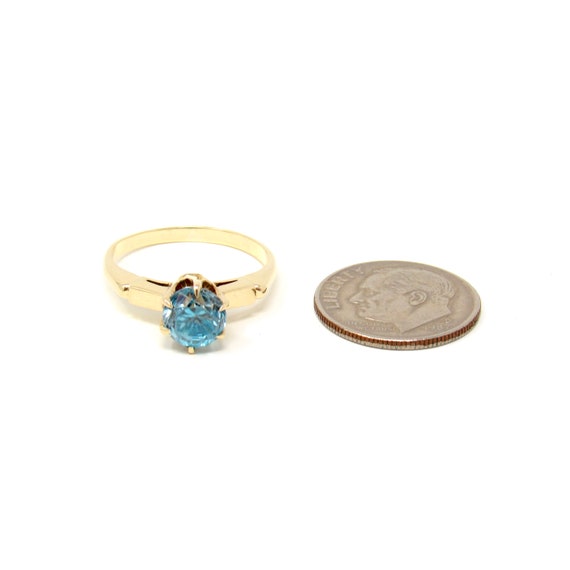 Art Deco 14K Gold Blue Zircon Ring | Antique Soli… - image 8