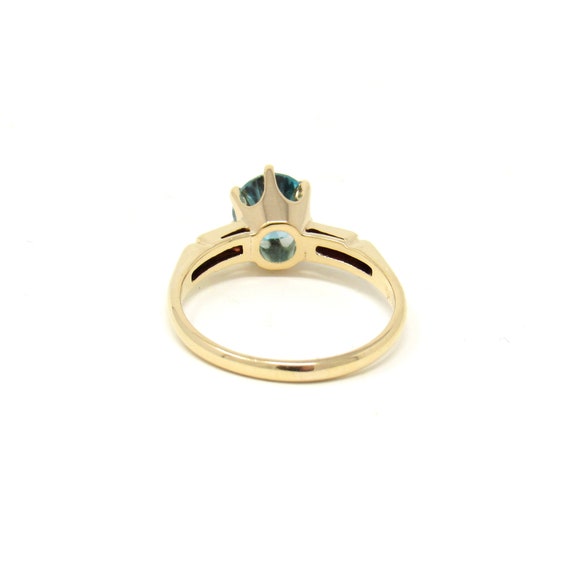 Art Deco 14K Gold Blue Zircon Ring | Antique Soli… - image 6