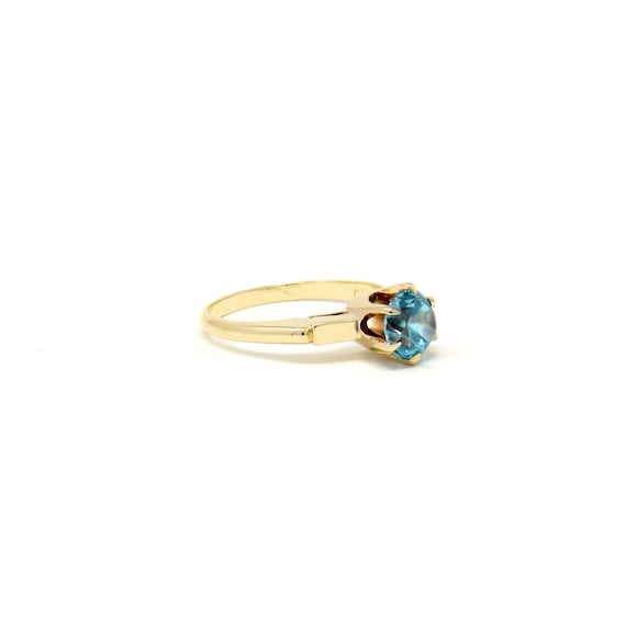 Art Deco 14K Gold Blue Zircon Ring | Antique Soli… - image 3