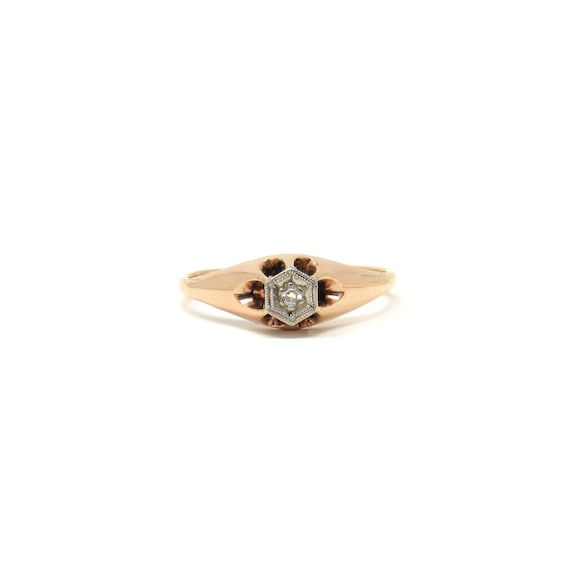 Victorian 14K Gold Diamond Ring | Antique Solid R… - image 1
