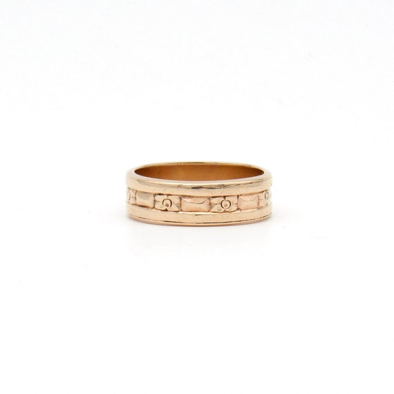 Art Deco 14K Rose Gold Wedding Band | Antique Sol… - image 1