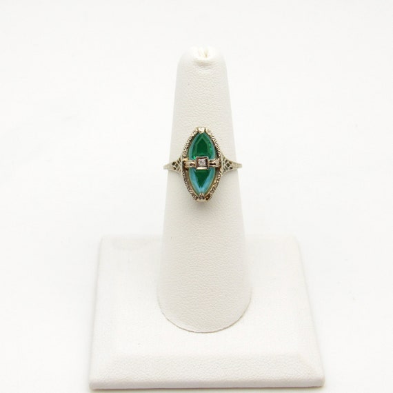 Antique 18K Gold Aquamarine Ring | Art Deco Solid… - image 8