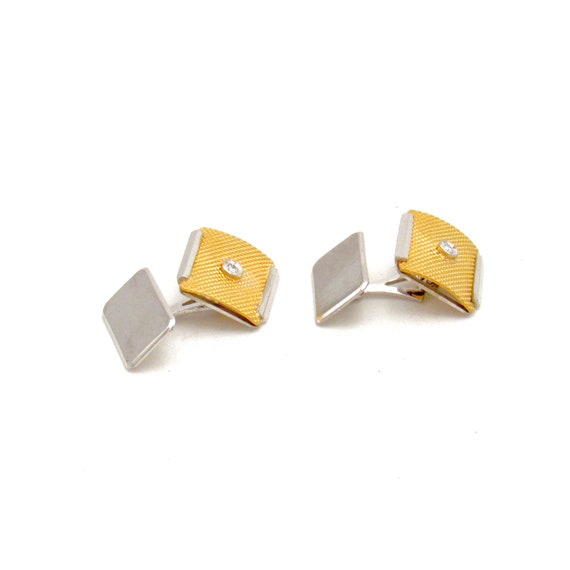 Vintage 14K Gold Diamond Cufflinks | Solid Bi-Col… - image 4