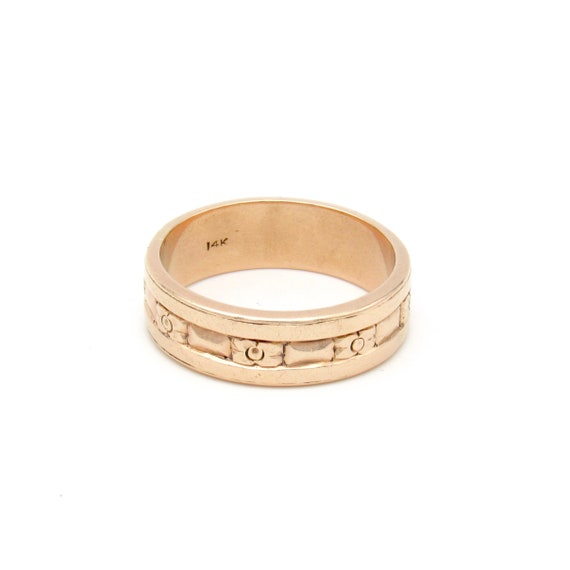 Art Deco 14K Rose Gold Wedding Band | Antique Sol… - image 5