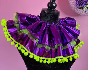 Intergalactic Diva Ruff - Festival Collar Metallic Sheen Neon Psychedelic Queen