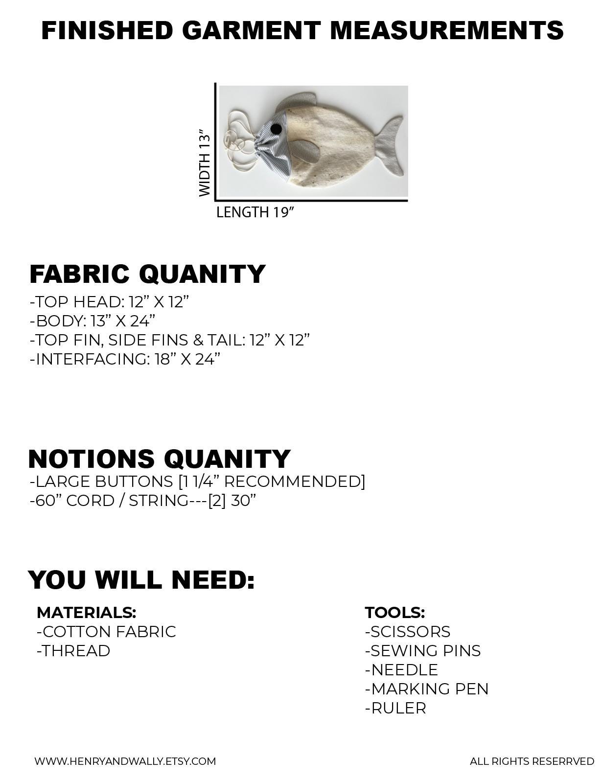Fish Drawstring Bag Sewing Pattern: Beginner-friendly (PDF) - Etsy