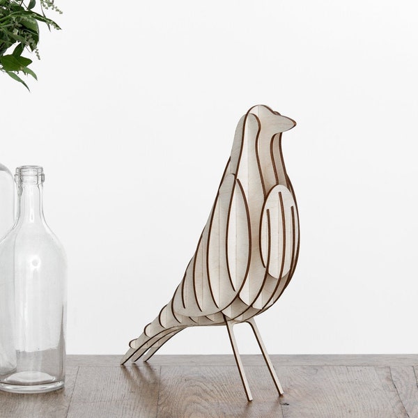 Pássaro decorativo - Kit de prendedores de madeira - Madeira de bétula - [H2] Pássaro de madeira faça você mesmo