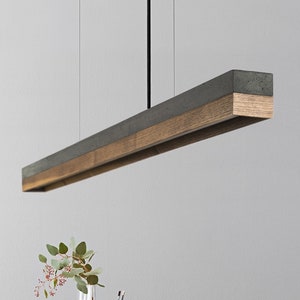 Concrete & Walnut Wood - L182cm Suspension Light - [C3]dark walnut
