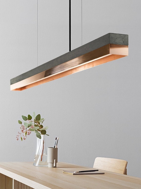 Pendant Lamp Dark Concrete Copper Dining Room Gantlights LED