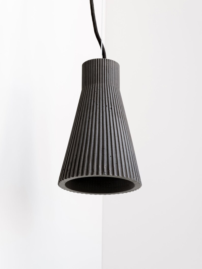 Concrete hanging lamp S1 pleated and colorful minimalist living room dining room kitchen Dunkelgrau