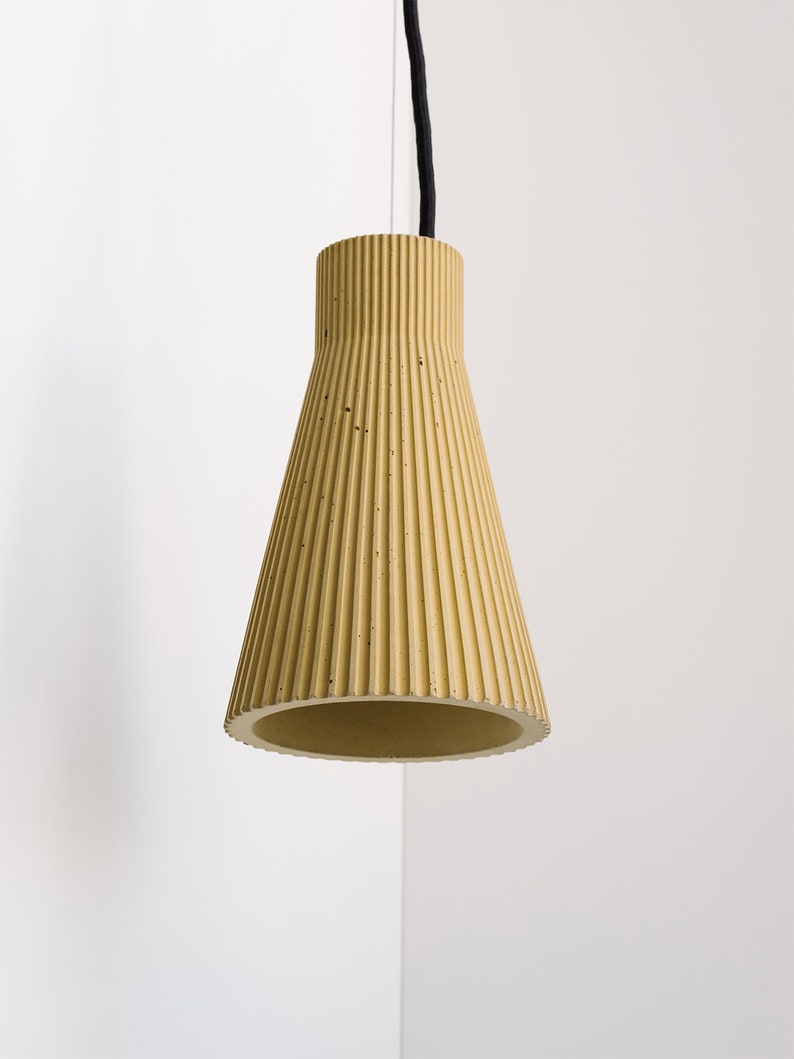 Concrete hanging lamp S1 pleated and colorful minimalist living room dining room kitchen Sandgelb