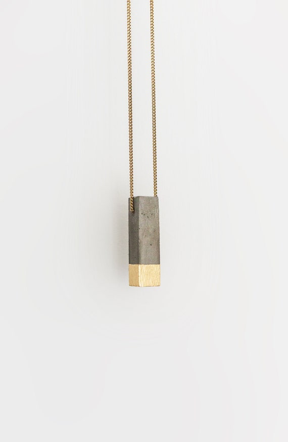 Beton Anhänger mit 24 Karat Gold und Halskette - [P1]