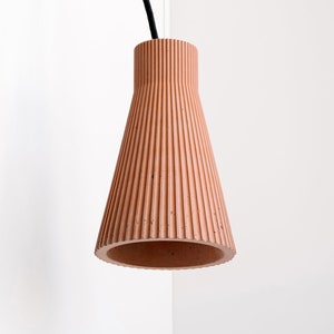 Concrete hanging lamp S1 pleated and colorful minimalist living room dining room kitchen Korallrot