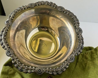 Tiffany & Co Antique Sterling Silver Clover Blossom Fruit Bowl, Original Dust Bag