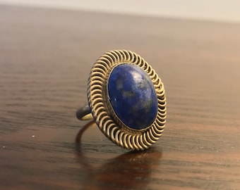 Sterling Silver Lapis Ring, Vintage Oval Lapis Ring, Lapis Lazuli