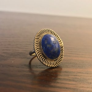 Sterling Silver Lapis Ring, Vintage Oval Lapis Ring, Lapis Lazuli