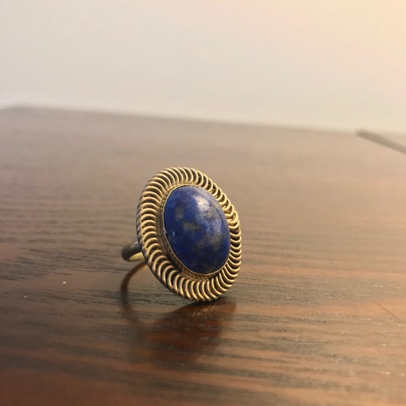 Sterling Silver Lapis Ring, Vintage Oval Lapis Rin