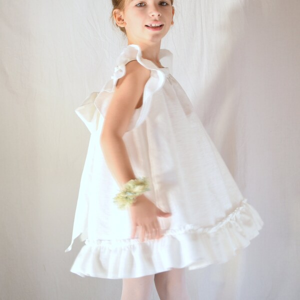 Outlet | Vestito in velluto bianco per bambina