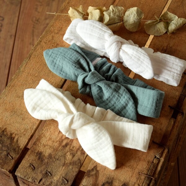 Muslin headband, baby headband, Knot headband