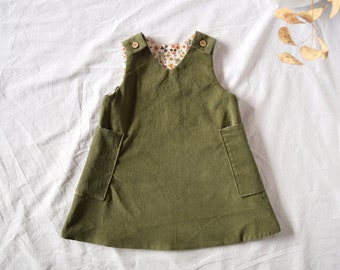 Girl corduroy pinafore dress with pockets