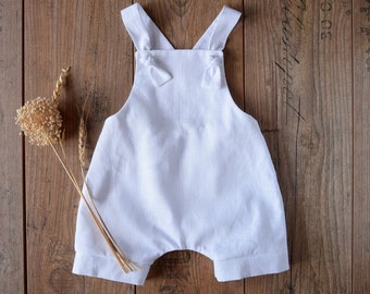 Linen jumpsuit, Newborn boy outfit, Baptism gift boy