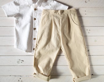 Pantalones de lino para niños, pantalones elegantes.