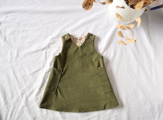 Girl Corduroy Pinafore Dress With Pockets - Etsy Girl Corduroy Pinafore Dress With Pockets - Etsy