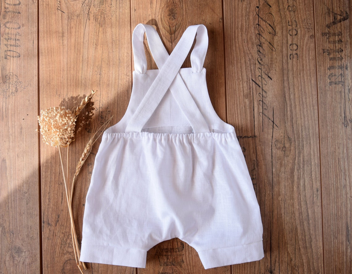 Linen Boy Overalls Boy Baptism Outfit Birthday Cake Smash Etsy