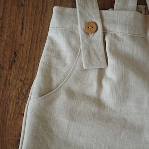 Baby boy pants, Linen pants with suspenders image 7