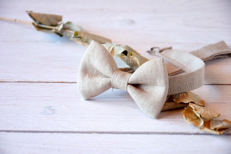 Boys bow tie, Linen bow tie, Bow tie for men image 8