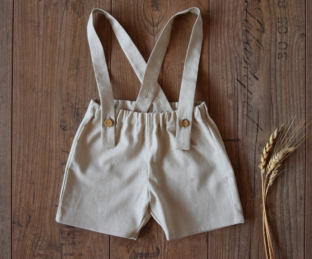 Boy Linen Shorts, Linen Suspender Pants Etsy
