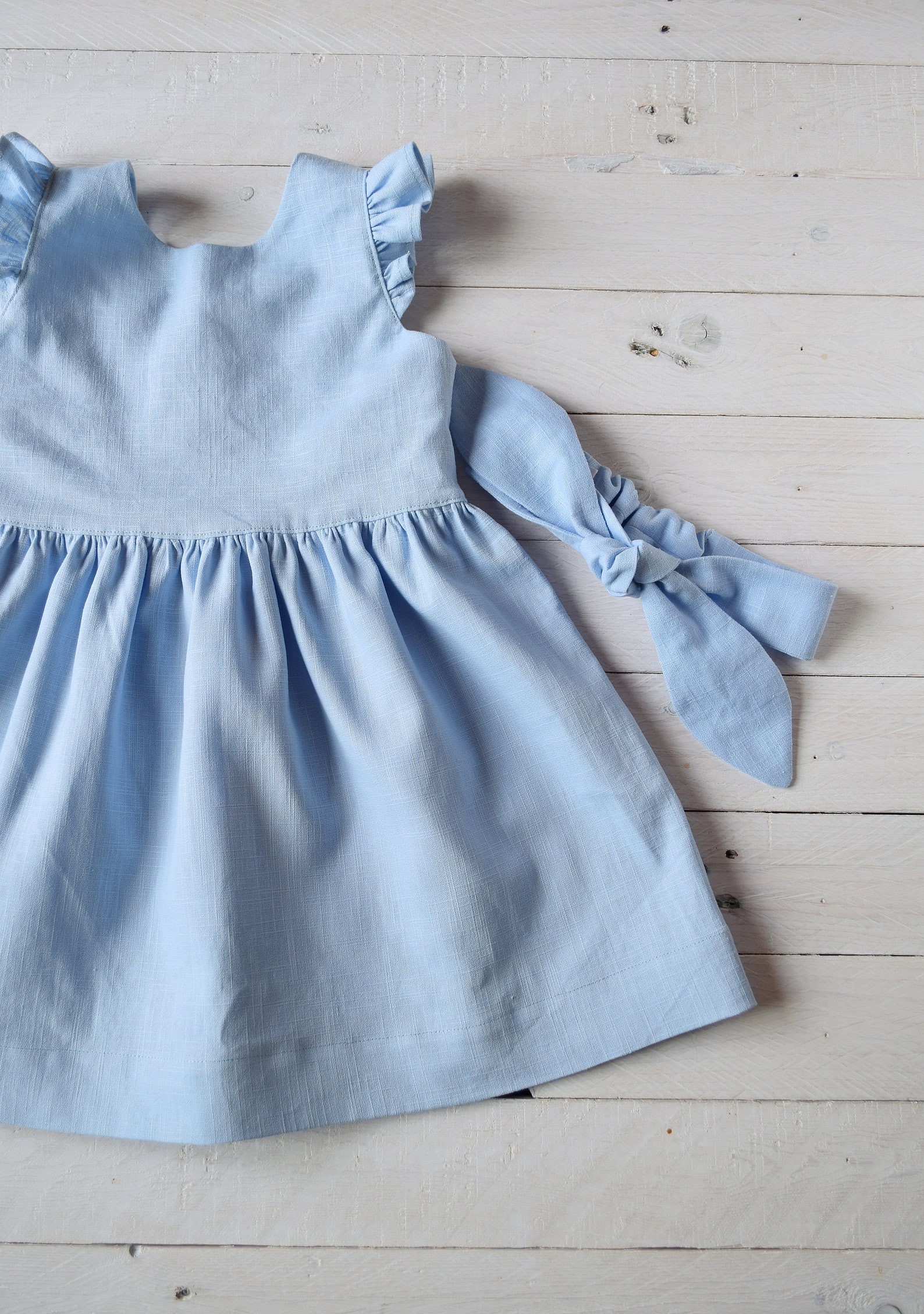 Light Blue Baby Dress Linen Dress Girl Etsy