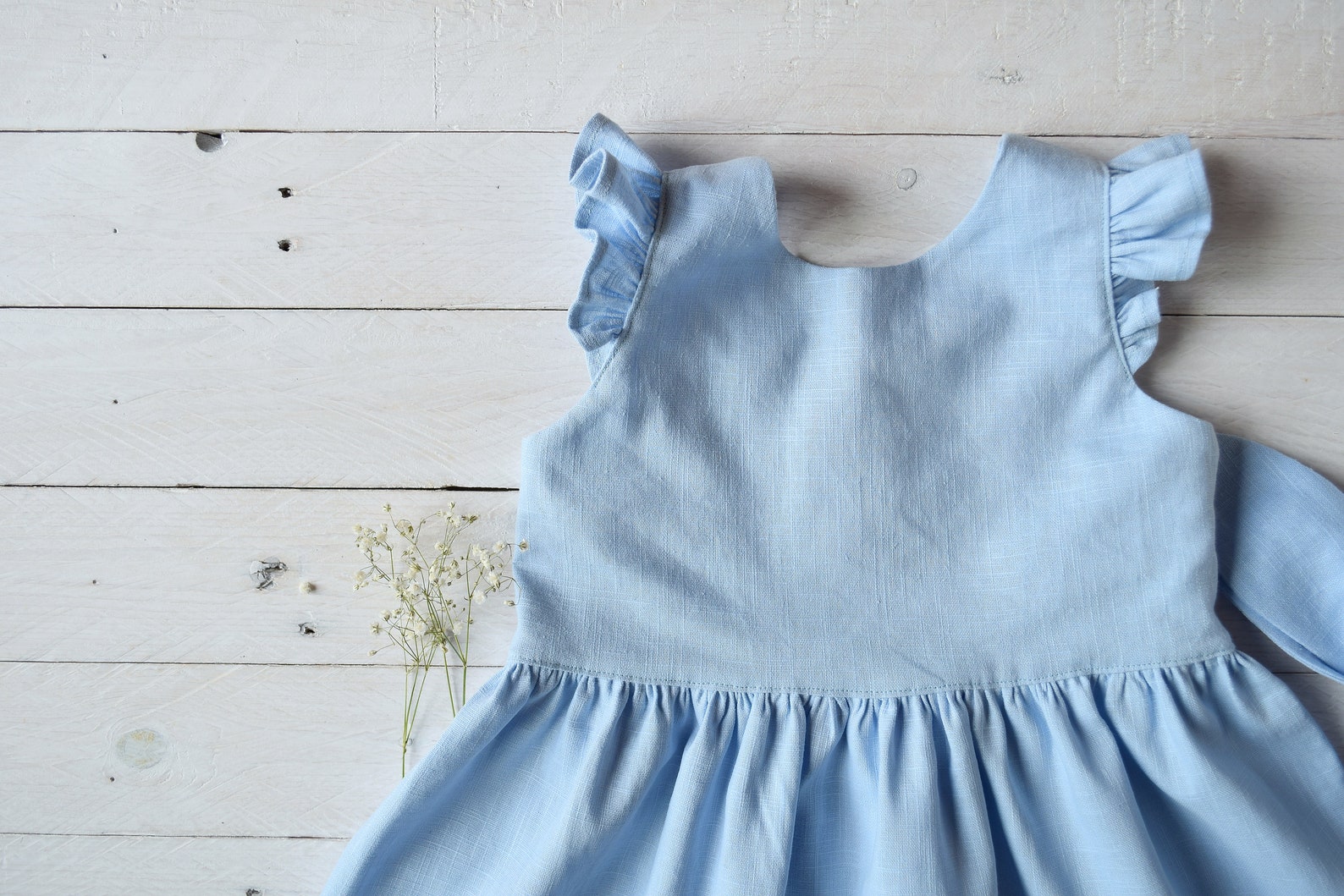 Light Blue Baby Dress Linen Dress Girl Etsy