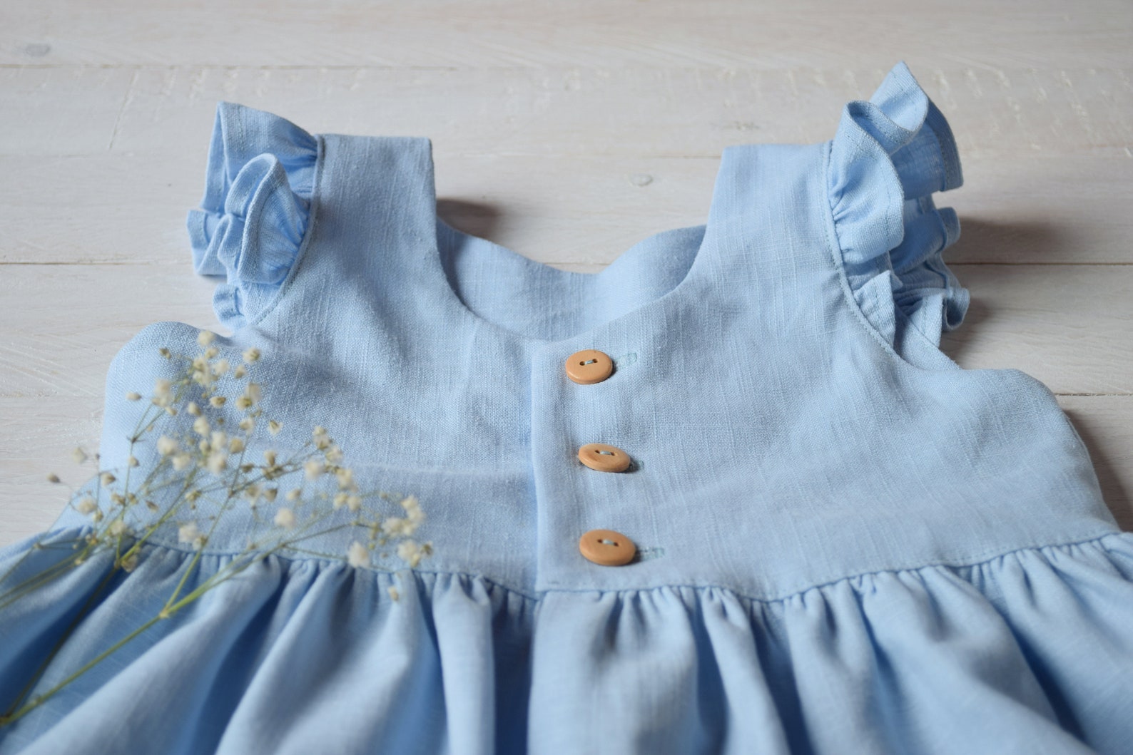Light Blue Baby Dress Linen Dress Girl Etsy