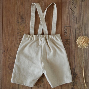 Baby boy pants, Linen pants with suspenders image 6