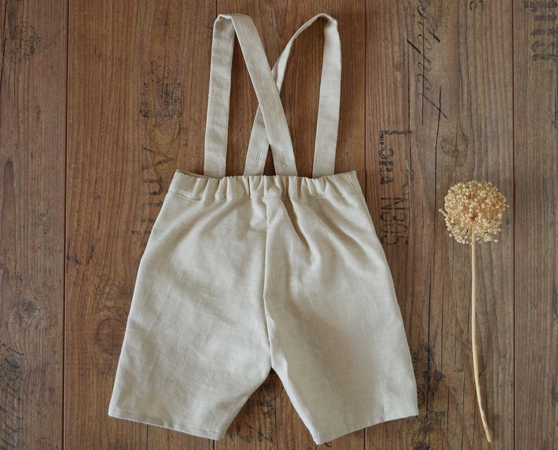 Baby boy pants, Linen pants with suspenders image 6