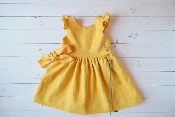 mustard flower girl dress