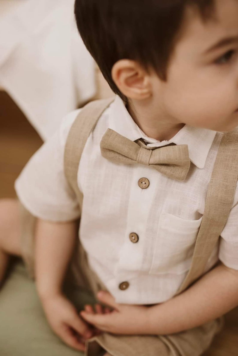 Papillon di lino regolabile bambino, Papillon papà e figlio immagine 7