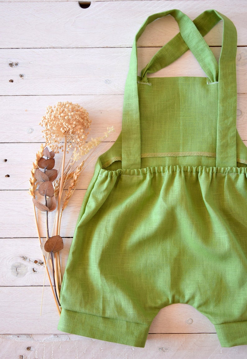 Linen Boy Overalls Baby Dungarees Birthday Cake Smash Outfit Etsy