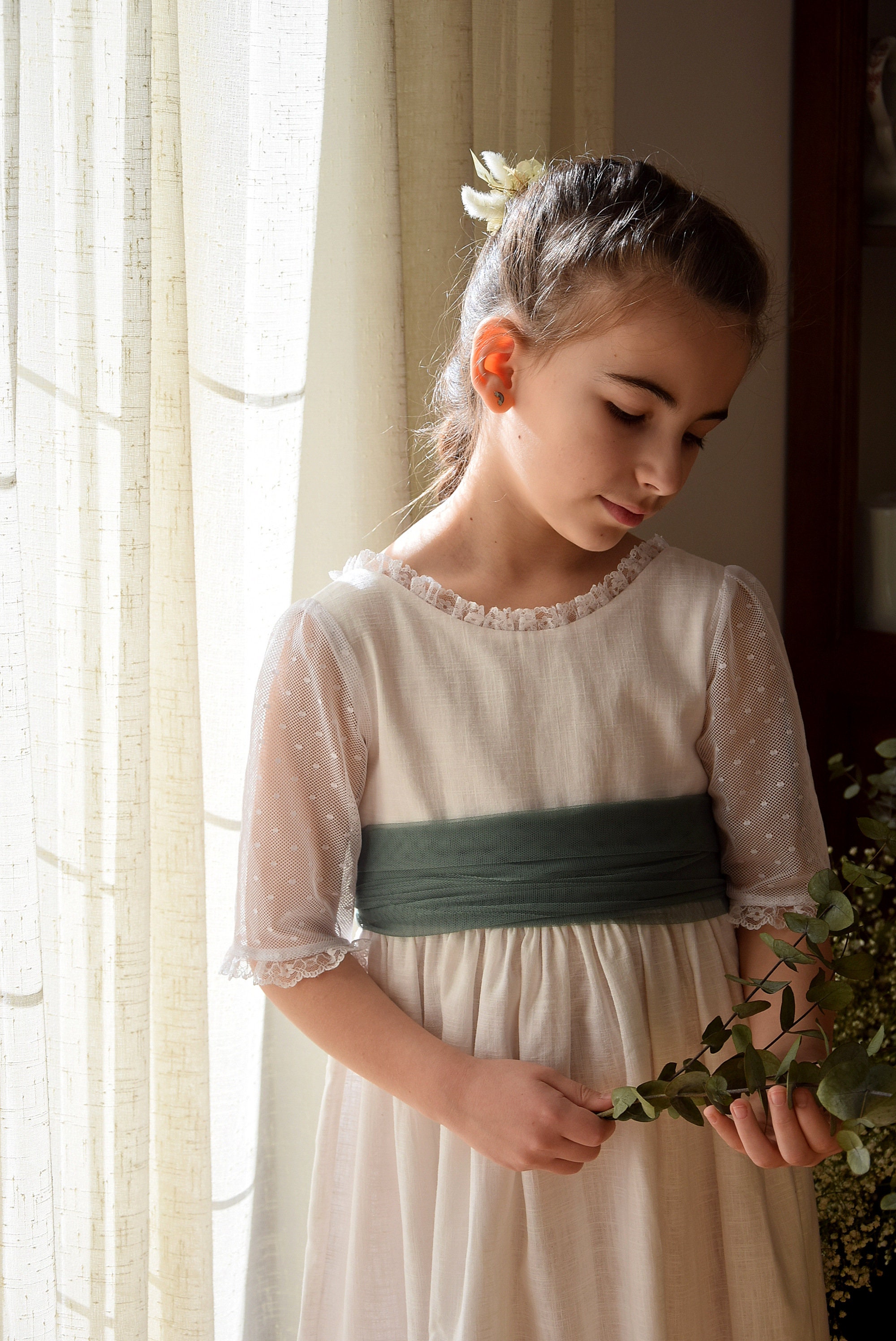 First Communion Linen Dress, Flower Girl Dress - Etsy